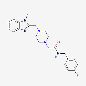 molecular formula C22H26FN5O B2383294 N-(4-fluorobenzyl)-2-(4-((1-methyl-1H-benzo[d]imidazol-2-yl)methyl)piperazin-1-yl)acetamide CAS No. 1172856-94-8
