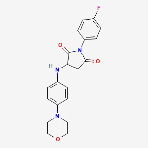 molecular formula C20H20FN3O3 B2383303 1-(4-Fluorophenyl)-3-((4-morpholinophenyl)amino)pyrrolidine-2,5-dione CAS No. 353793-16-5