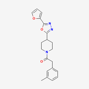 molecular formula C20H21N3O3 B2383311 1-(4-(5-(Furan-2-yl)-1,3,4-oxadiazol-2-yl)piperidin-1-yl)-2-(m-tolyl)ethanone CAS No. 1210463-59-4