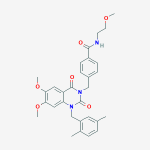 4-((1-(2,5-dimethylbenzyl)-6,7-dimethoxy-2,4-dioxo-1,2-dihydroquinazolin-3(4H)-yl)methyl)-N-(2-methoxyethyl)benzamide