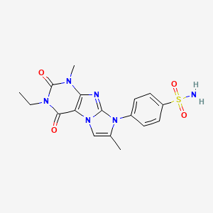 molecular formula C17H18N6O4S B2383325 4-(3-Ethyl-1,7-dimethyl-2,4-dioxo-1,3,5-trihydro-4-imidazolino[1,2-h]purin-8-y l)benzenesulfonamide CAS No. 938882-41-8
