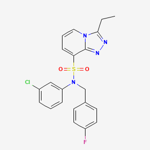 molecular formula C21H18ClFN4O2S B2383326 N-(3-chlorophenyl)-3-ethyl-N-[(4-fluorophenyl)methyl]-[1,2,4]triazolo[4,3-a]pyridine-8-sulfonamide CAS No. 1251604-95-1