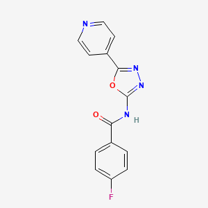 4-fluoro-N-(5-pyridin-4-yl-1,3,4-oxadiazol-2-yl)benzamide
