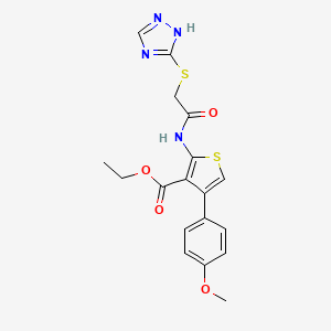 molecular formula C18H18N4O4S2 B2383355 ethyl 2-(2-((1H-1,2,4-triazol-3-yl)thio)acetamido)-4-(4-methoxyphenyl)thiophene-3-carboxylate CAS No. 690646-88-9