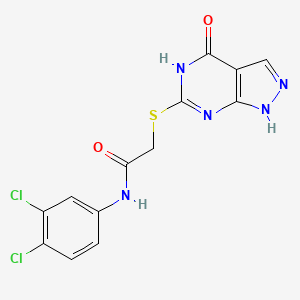 molecular formula C13H9Cl2N5O2S B2383364 N-(3,4-dichlorophenyl)-2-((4-oxo-4,5-dihydro-1H-pyrazolo[3,4-d]pyrimidin-6-yl)thio)acetamide CAS No. 877630-66-5