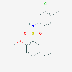 molecular formula C18H22ClNO3S B2383368 N-(3-chloro-4-methylphenyl)-2-methoxy-4-methyl-5-(propan-2-yl)benzene-1-sulfonamide CAS No. 2415499-59-9