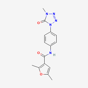 molecular formula C15H15N5O3 B2383371 2,5-dimethyl-N-(4-(4-methyl-5-oxo-4,5-dihydro-1H-tetrazol-1-yl)phenyl)furan-3-carboxamide CAS No. 1396782-38-9