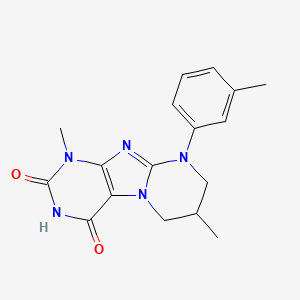 molecular formula C17H19N5O2 B2383372 1,7-dimethyl-9-(3-methylphenyl)-7,8-dihydro-6H-purino[7,8-a]pyrimidine-2,4-dione CAS No. 713128-30-4