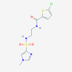 molecular formula C11H13ClN4O3S2 B2383385 5-chloro-N-(2-(1-methyl-1H-imidazole-4-sulfonamido)ethyl)thiophene-2-carboxamide CAS No. 1798672-65-7