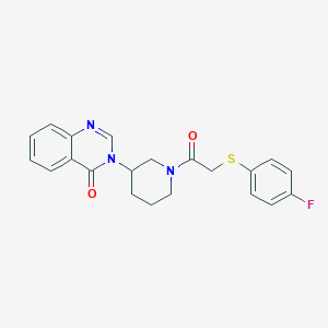 molecular formula C21H20FN3O2S B2383387 3-(1-(2-((4-fluorophenyl)thio)acetyl)piperidin-3-yl)quinazolin-4(3H)-one CAS No. 2034422-98-3