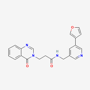 molecular formula C21H18N4O3 B2383390 N-((5-(furan-3-yl)pyridin-3-yl)methyl)-3-(4-oxoquinazolin-3(4H)-yl)propanamide CAS No. 2034243-47-3