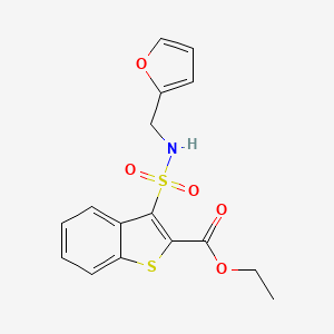 molecular formula C16H15NO5S2 B2383394 Ethyl 3-{[(2-furylmethyl)amino]sulfonyl}-1-benzothiophene-2-carboxylate CAS No. 932304-00-2