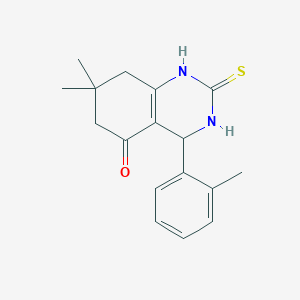 molecular formula C17H20N2OS B2383406 7,7-二甲基-2-硫代-4-(邻甲苯基)-1,2,3,4,7,8-六氢喹唑啉-5(6H)-酮 CAS No. 850916-22-2