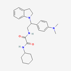 molecular formula C26H34N4O2 B2383410 N1-cyclohexyl-N2-(2-(4-(dimethylamino)phenyl)-2-(indolin-1-yl)ethyl)oxalamide CAS No. 941914-29-0