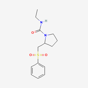 molecular formula C14H20N2O3S B2383412 N-ethyl-2-((phenylsulfonyl)methyl)pyrrolidine-1-carboxamide CAS No. 1797611-66-5