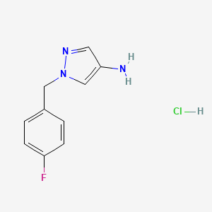molecular formula C10H11ClFN3 B2383427 1-(4-Fluorobenzyl)-1H-pyrazol-4-amine hydrochloride CAS No. 1018446-57-5