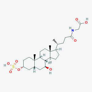 molecular formula C26H43NO8S B238343 N-[(3a,5b,7b)-7-hydroxy-24-oxo-3-(sulfooxy)cholan-24-yl]-Glycine CAS No. 133429-88-6