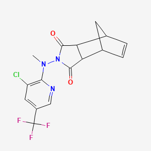 molecular formula C16H13ClF3N3O2 B2383441 4-[[3-Chloro-5-(trifluoromethyl)-2-pyridinyl](methyl)amino]-4-azatricyclo[5.2.1.0~2,6~]dec-8-ene-3,5-dione CAS No. 317820-39-6