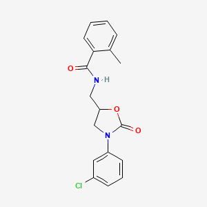 molecular formula C18H17ClN2O3 B2383447 N-((3-(3-chlorophenyl)-2-oxooxazolidin-5-yl)methyl)-2-methylbenzamide CAS No. 954701-96-3