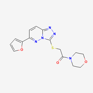 molecular formula C15H15N5O3S B2383458 2-((6-(呋喃-2-基)-[1,2,4]三唑并[4,3-b]哒嗪-3-基)硫代)-1-吗啉乙酮 CAS No. 894067-63-1