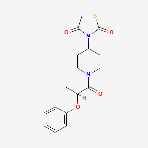 molecular formula C17H20N2O4S B2383464 3-[1-(2-phenoxypropanoyl)piperidin-4-yl]-1,3-thiazolidine-2,4-dione CAS No. 2309599-11-7