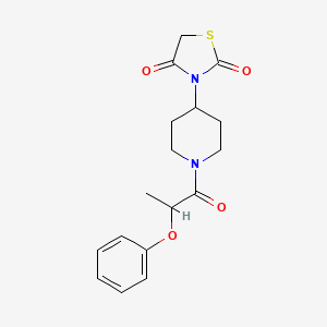 molecular formula C17H20N2O4S B2383464 3-(1-(2-Phenoxypropanoyl)piperidin-4-yl)thiazolidine-2,4-dione CAS No. 2309599-11-7