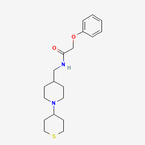 molecular formula C19H28N2O2S B2383467 2-phenoxy-N-((1-(tetrahydro-2H-thiopyran-4-yl)piperidin-4-yl)methyl)acetamide CAS No. 2034287-50-6