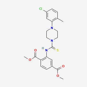 molecular formula C22H24ClN3O4S B2383469 Dimethyl 2-({[4-(5-chloro-2-methylphenyl)-1-piperazinyl]carbonothioyl}amino)terephthalate CAS No. 717875-12-2