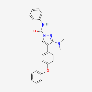 molecular formula C24H22N4O2 B2383472 3-(dimethylamino)-4-(4-phenoxyphenyl)-N-phenyl-1H-pyrazole-1-carboxamide CAS No. 321553-15-5