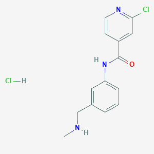 molecular formula C14H15Cl2N3O B2383475 2-chloro-N-{3-[(methylamino)methyl]phenyl}pyridine-4-carboxamide hydrochloride CAS No. 1589453-91-7