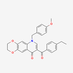 8-(4-Ethylbenzoyl)-6-[(4-methoxyphenyl)methyl]-2,3-dihydro-[1,4]dioxino[2,3-g]quinolin-9-one
