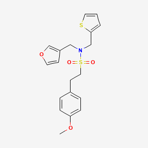 molecular formula C19H21NO4S2 B2383493 N-(furan-3-ylmethyl)-2-(4-methoxyphenyl)-N-(thiophen-2-ylmethyl)ethanesulfonamide CAS No. 1428352-96-8
