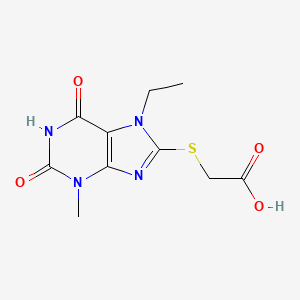 molecular formula C10H12N4O4S B2383499 2-(7-Ethyl-3-methyl-2,6-dioxopurin-8-yl)sulfanylacetic acid CAS No. 114145-24-3