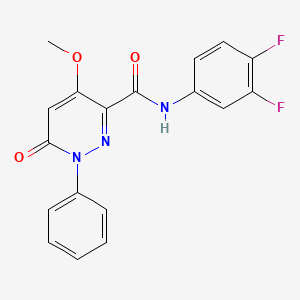molecular formula C18H13F2N3O3 B2383513 N-(3,4-difluorophenyl)-4-methoxy-6-oxo-1-phenyl-1,6-dihydropyridazine-3-carboxamide CAS No. 1004639-92-2