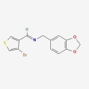 molecular formula C13H10BrNO2S B2383560 N-(1,3-benzodioxol-5-ylmethyl)-N-[(E)-(4-bromo-3-thienyl)methylidene]amine CAS No. 900015-33-0