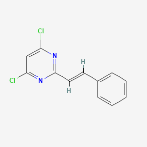 molecular formula C12H8Cl2N2 B2383580 (E)-4,6-dichloro-2-styrylpyrimidine 