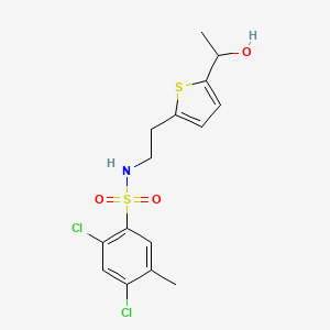 2,4-dichloro-N-(2-(5-(1-hydroxyethyl)thiophen-2-yl)ethyl)-5-methylbenzenesulfonamide