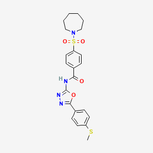 B2383609 4-(azepan-1-ylsulfonyl)-N-(5-(4-(methylthio)phenyl)-1,3,4-oxadiazol-2-yl)benzamide CAS No. 886917-76-6