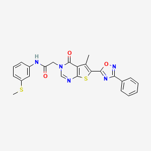 2-(5-methyl-4-oxo-6-(3-phenyl-1,2,4-oxadiazol-5-yl)thieno[2,3-d]pyrimidin-3(4H)-yl)-N-(3-(methylthio)phenyl)acetamide