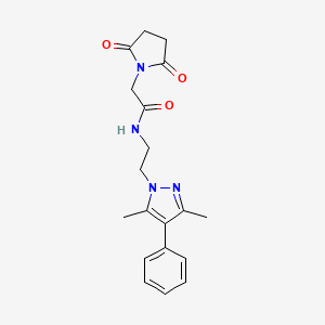 molecular formula C19H22N4O3 B2383630 N-(2-(3,5-dimethyl-4-phenyl-1H-pyrazol-1-yl)ethyl)-2-(2,5-dioxopyrrolidin-1-yl)acetamide CAS No. 2034369-52-1