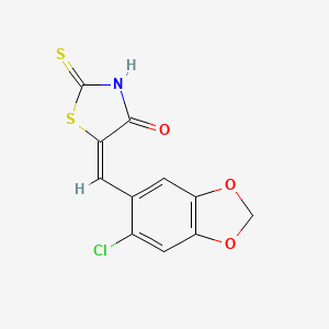 molecular formula C11H6ClNO3S2 B2383658 (5E)-5-[(6-chloro-1,3-benzodioxol-5-yl)methylene]-2-mercapto-1,3-thiazol-4(5H)-one CAS No. 292172-54-4