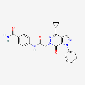 molecular formula C23H20N6O3 B2383664 4-(2-(4-cyclopropyl-7-oxo-1-phenyl-1H-pyrazolo[3,4-d]pyridazin-6(7H)-yl)acetamido)benzamide CAS No. 1105239-71-1