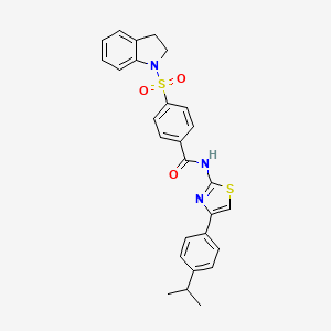 4-(indolin-1-ylsulfonyl)-N-(4-(4-isopropylphenyl)thiazol-2-yl)benzamide