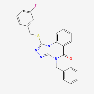 molecular formula C23H17FN4OS B2383674 4-benzyl-1-[(3-fluorobenzyl)thio][1,2,4]triazolo[4,3-a]quinazolin-5(4H)-one CAS No. 938614-37-0