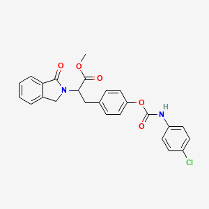 molecular formula C25H21ClN2O5 B2383678 Methyl 3-[4-[(4-chlorophenyl)carbamoyloxy]phenyl]-2-(3-oxo-1H-isoindol-2-yl)propanoate CAS No. 477889-60-4