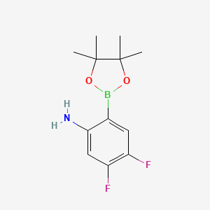 molecular formula C12H16BF2NO2 B2383682 4,5-Difluoro-2-(tetramethyl-1,3,2-dioxaborolan-2-yl)aniline CAS No. 2377607-47-9