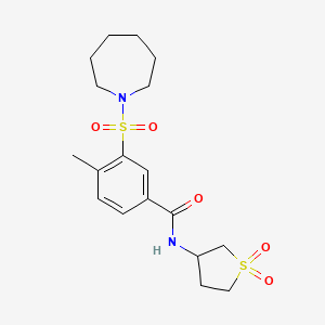 molecular formula C18H26N2O5S2 B2383687 3-(azepan-1-ylsulfonyl)-N-(1,1-dioxothiolan-3-yl)-4-methylbenzamide CAS No. 690247-10-0