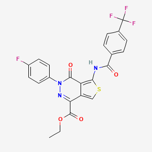 molecular formula C23H15F4N3O4S B2383713 Ethyl 3-(4-fluorophenyl)-4-oxo-5-(4-(trifluoromethyl)benzamido)-3,4-dihydrothieno[3,4-d]pyridazine-1-carboxylate CAS No. 851949-57-0