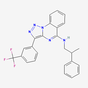 molecular formula C25H20F3N5 B2383714 N-(2-Phenylpropyl)-3-[3-(trifluoromethyl)phenyl]-[1,2,3]triazolo[1,5-A]quinazolin-5-amine CAS No. 866844-73-7
