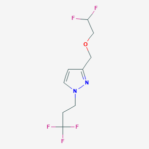 molecular formula C9H11F5N2O B2383758 3-[(2,2-difluoroethoxy)methyl]-1-(3,3,3-trifluoropropyl)-1H-pyrazole CAS No. 1856021-26-5